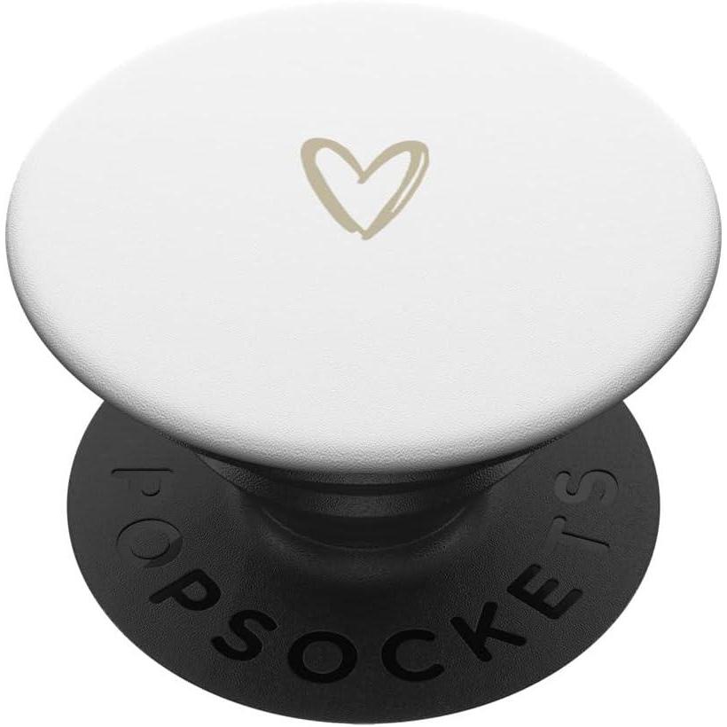 imageBeige White Minimalist Heart PopSockets Adhesive PopGripAdhesive PopGrip