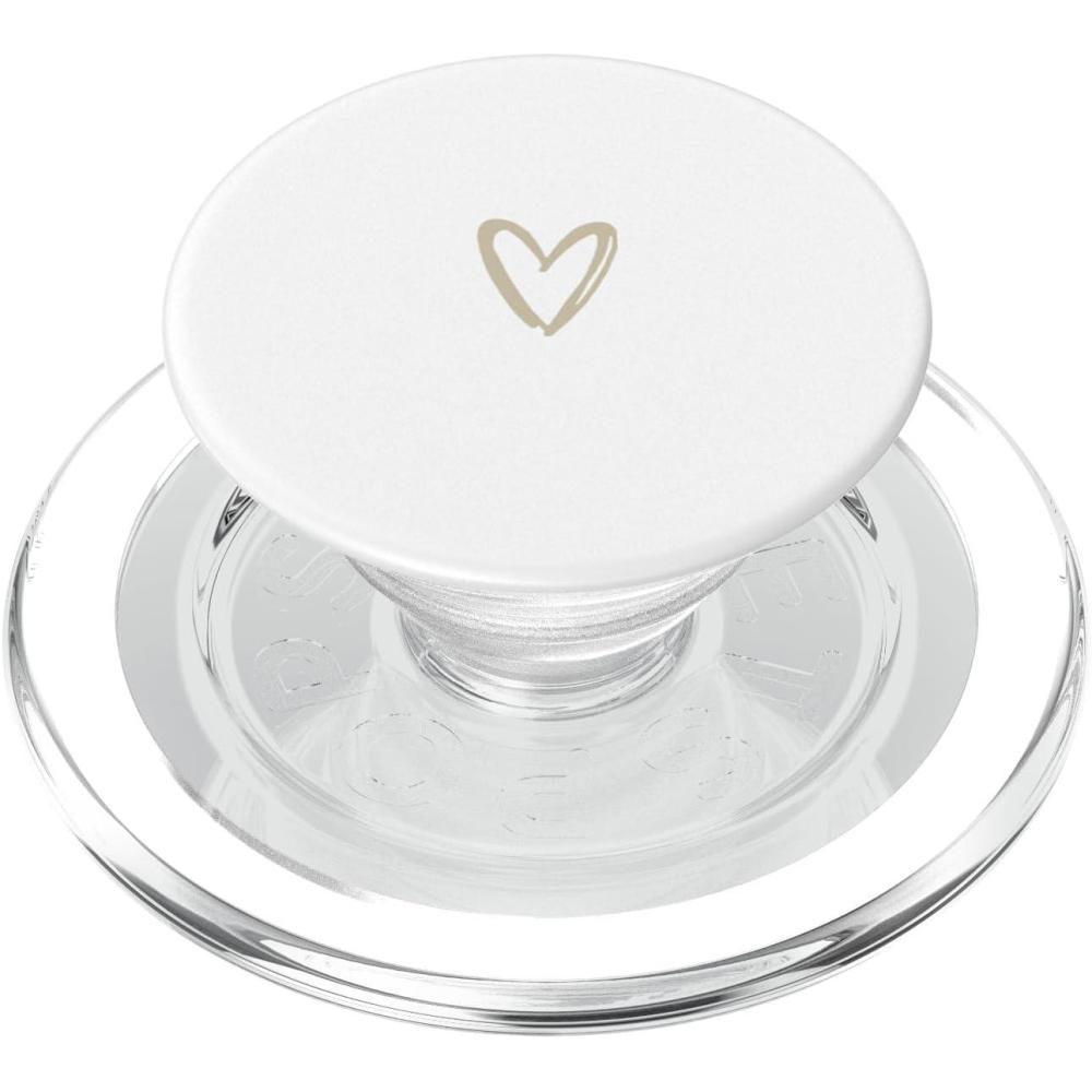 imageBeige White Minimalist Heart PopSockets Adhesive PopGripMagnetic PopGrip