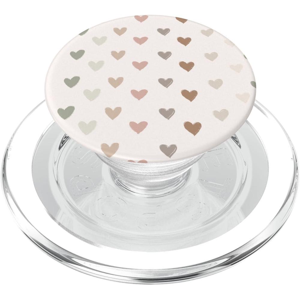 imageBoho Cute Hearts with Neutral Pastel Colors PopSockets Adhesive PopGripMagnetic PopGrip