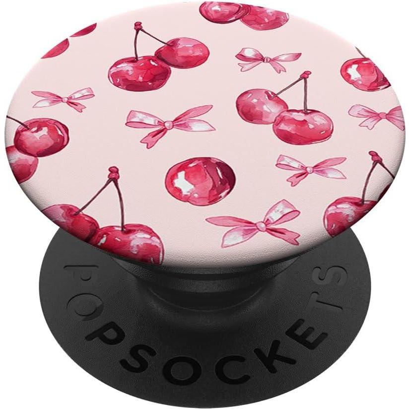 imageCoquette Cherry and Pink Bow PopSockets Adhesive PopGripAdhesive PopGrip