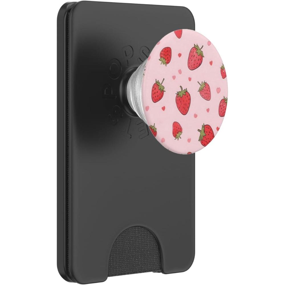 imageCute Pink Strawberry PopSockets Adhesive PopGripMagnetic PopWallet