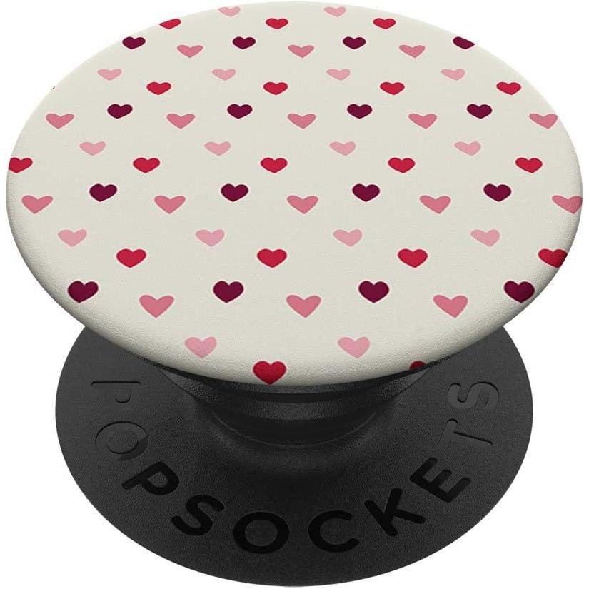 imageCute Valentines Day Pink Red White Heart Pattern Lover Gift PopSockets PopGrip Swappable Grip for Phones amp TabletsStandard