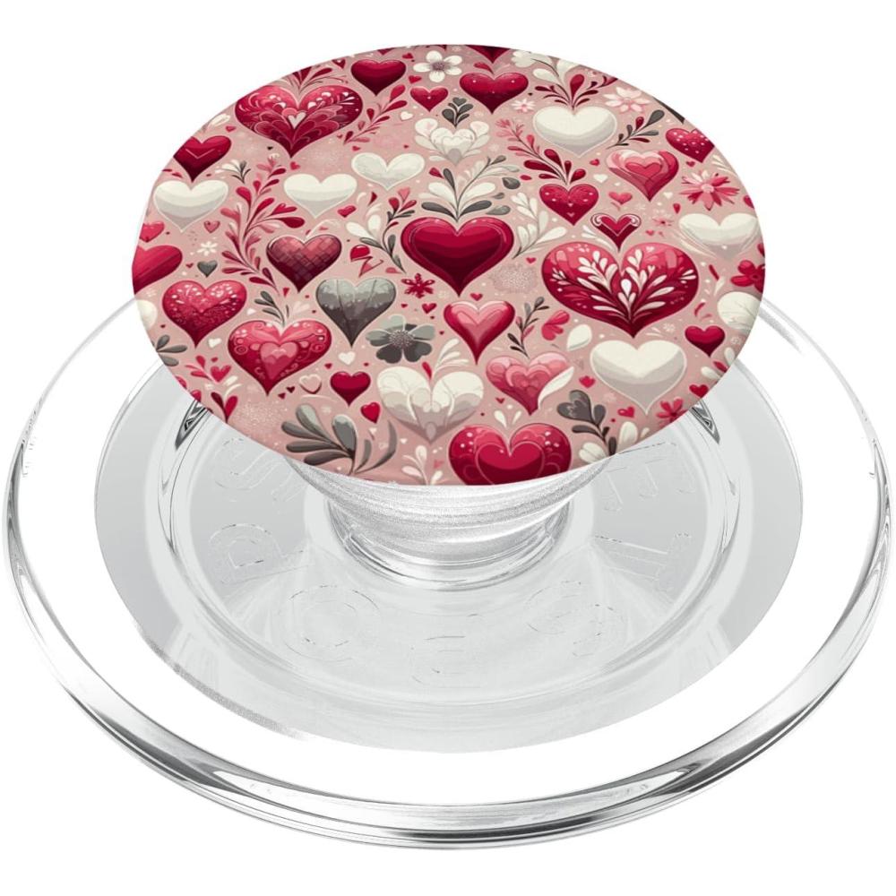 imageFestive Elegance gifts Enchanting Hearts Romantic Valentines Day Love PopSockets Standard PopGrip Black 260027Magnetic PopGrip