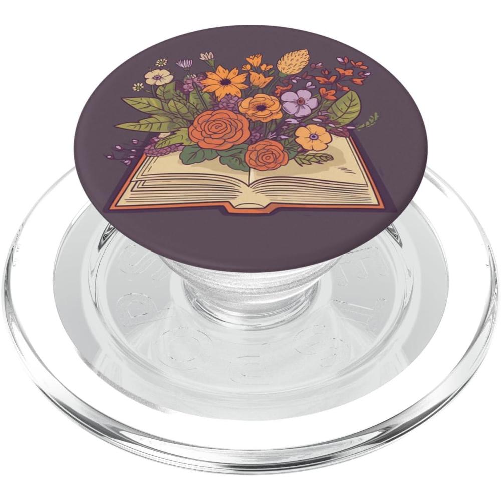 imageFlower Book Reading Books Flowers Grow from Book PopSockets Adhesive PopGripMagnetic PopGrip