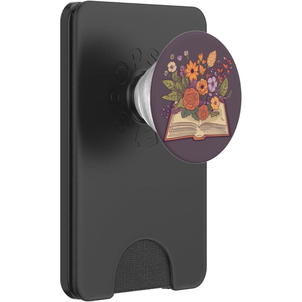 imageFlower Book Reading Books Flowers Grow from Book PopSockets Adhesive PopGripMagnetic PopWallet