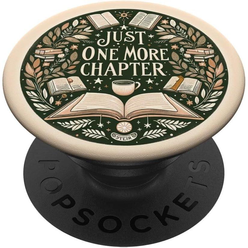 imageJust One More Chapter Bookish Book Reading Beige PopSockets Adhesive PopGripAdhesive PopGrip