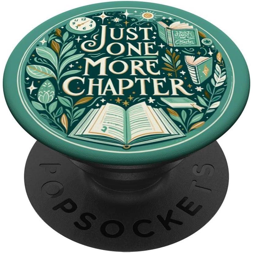 imageJust One More Chapter Bookish Reading Green Teal Book Lover PopSockets Adhesive PopGripAdhesive PopGrip