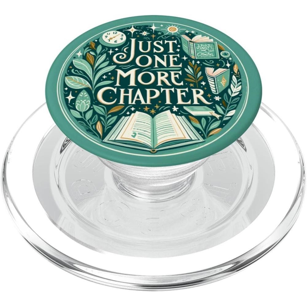 imageJust One More Chapter Bookish Reading Green Teal Book Lover PopSockets Adhesive PopGripMagnetic PopGrip
