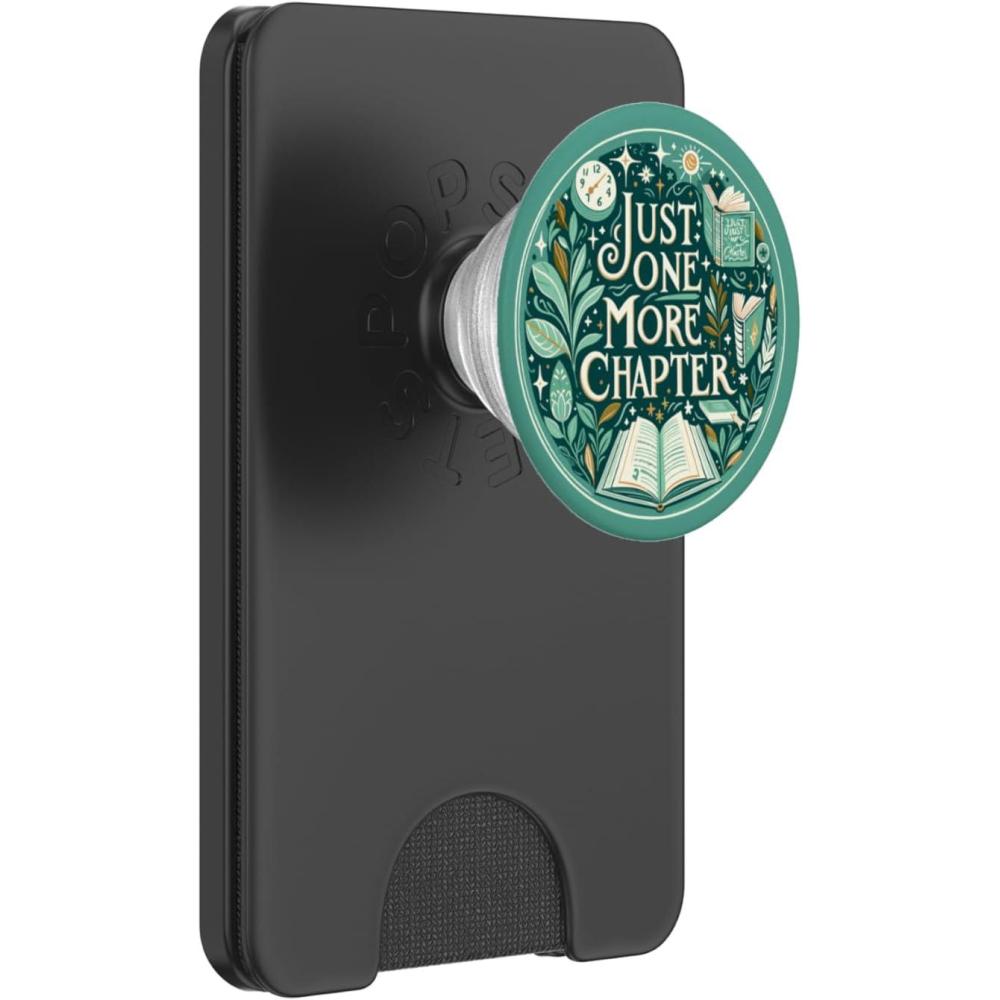 imageJust One More Chapter Bookish Reading Green Teal Book Lover PopSockets Adhesive PopGripMagnetic PopWallet