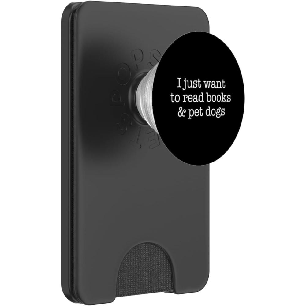 imagePet Animal Lover Gift Bookworm Dog Books Reading PopSockets Adhesive PopGripMagnetic PopWallet