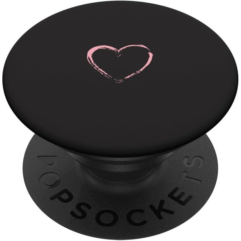 imagePink Heart Black PopSockets Adhesive PopGripAdhesive PopGrip