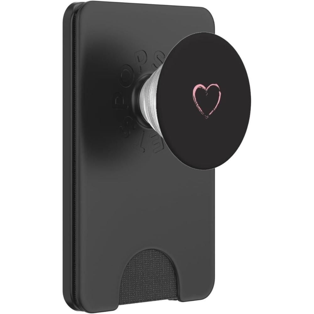 imagePink Heart Black PopSockets Adhesive PopGripMagnetic PopWallet