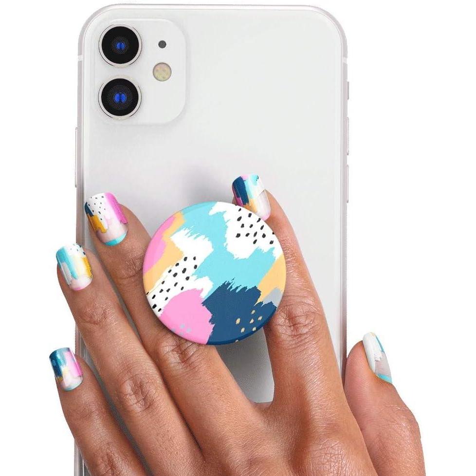 imagePopSockets 30 Gel Nails and Matching PopGrip with Swappable Top for Phones and Tablets Painterly Pastels