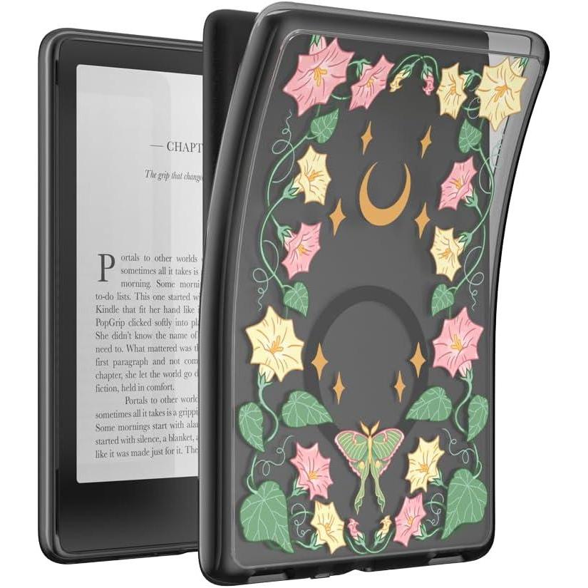 imagePopSockets Kindle Paperwhite 2021 Case 11th Gen 68 amp Signature Edition Slim Protective Cover with Builtin MagSafeCompatible Ring for MagSafe PopGrip EReader Accessory Moon Flower