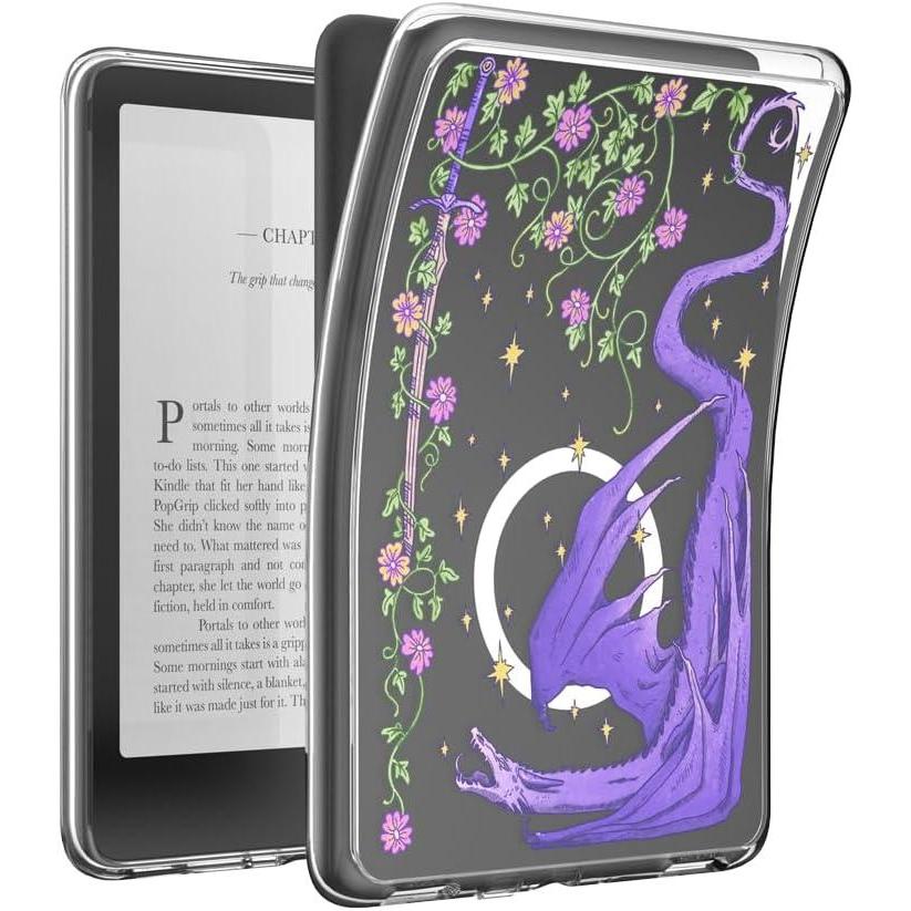 imagePopSockets Kindle Paperwhite Case 12th Gen 7 202425 Signature Edition amp Colorsoft Slim Protective Cover with Builtin MagSafe Ring for MagSafe PopGrip EReader Accessory Dragon Violet