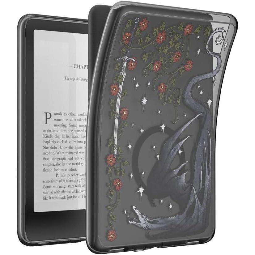imagePopSockets Kindle Paperwhite Case 12th Gen 7 202425 Signature Edition amp Colorsoft Slim Protective Cover with Builtin MagSafe Ring for MagSafe PopGrip EReader Accessory Dragon Sterling