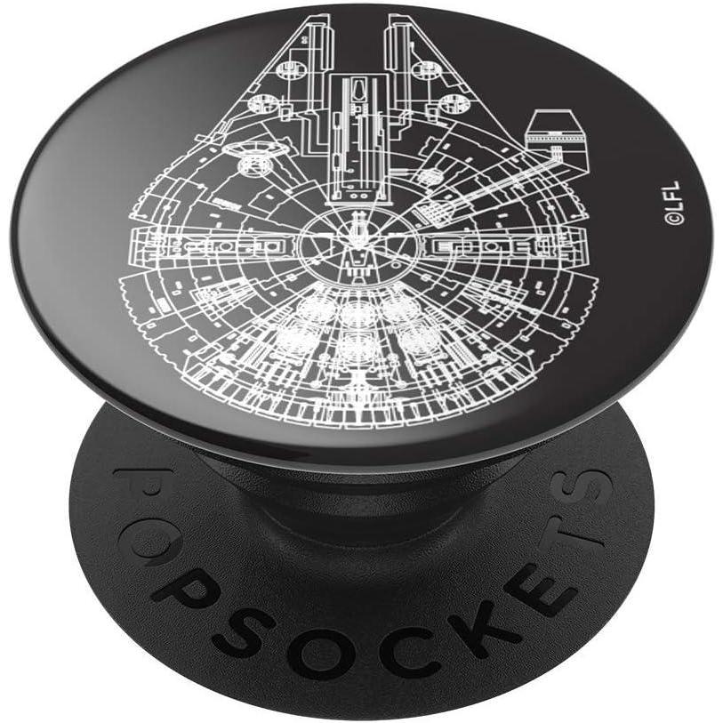 imagePopSockets Phone Grip with Expanding Kickstand Adhesive Grip Millenium Falcon Aluminum
