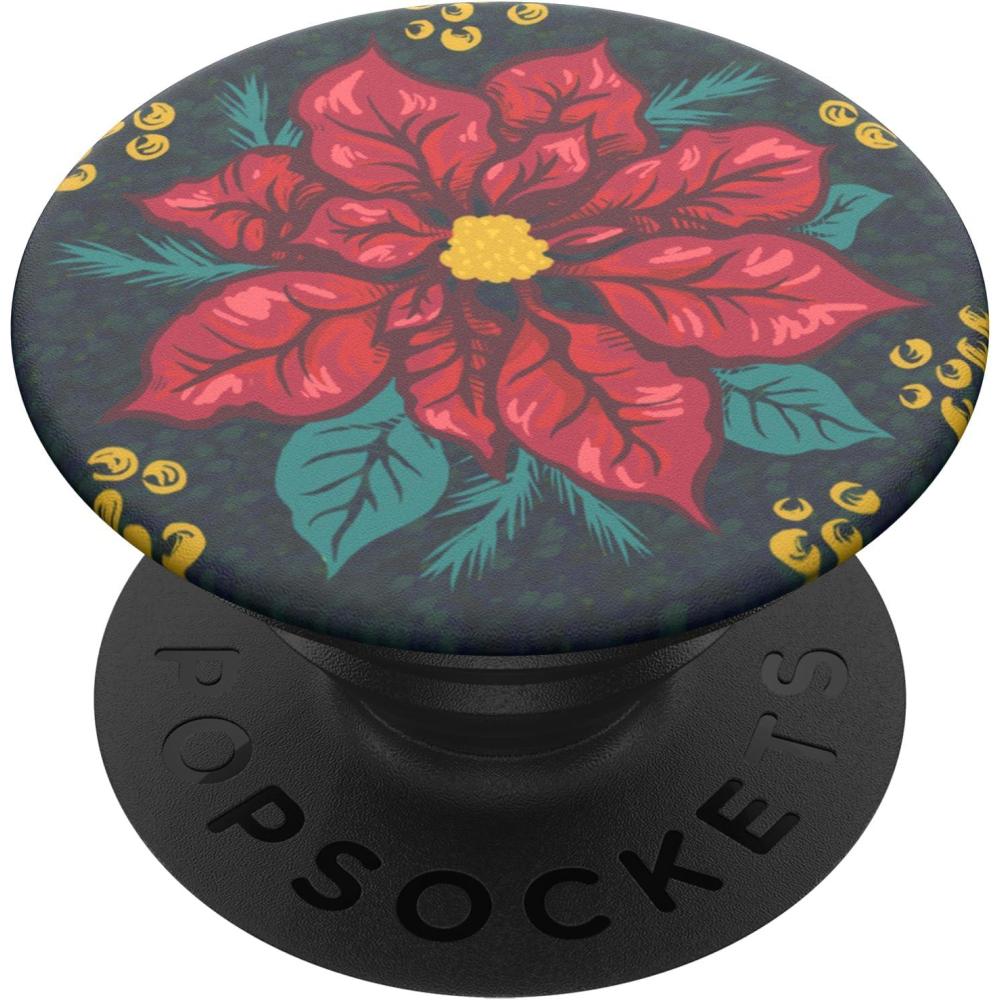 imagePopSockets Phone Grip with Expanding Kickstand Adhesive Grip Poinsettia Single