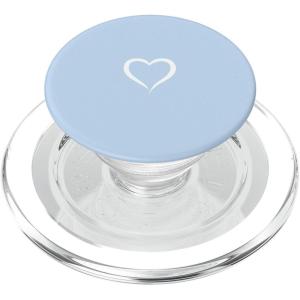 Baby Blue/Pastel Blue Hand Drawn Heart Love Minimalist PopSockets PopGrip for MagSafe(Magnetic PopGrip)