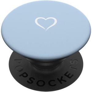 Baby Blue/Pastel Blue Hand Drawn Heart Love Minimalist PopSockets PopGrip for MagSafe(Swappable PopGrip)