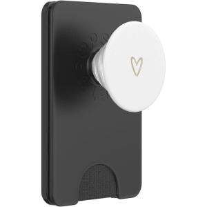 Beige White Minimalist Heart PopSockets Adhesive PopGrip(Magnetic PopWallet)