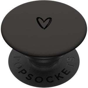 Black Gray Minimalist Heart PopSockets Adhesive PopGrip(Adhesive PopGrip)