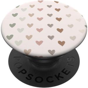 Boho Cute Hearts with Neutral Pastel Colors PopSockets Adhesive PopGrip(Adhesive PopGrip)