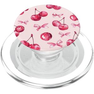 Coquette Cherry and Pink Bow PopSockets Adhesive PopGrip(Magnetic PopGrip)