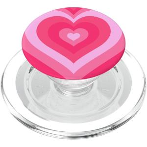 Cute Pink Latte Love Coffee Heart Pattern Stylish Girly PopSockets Adhesive PopGrip(Magnetic PopGrip)
