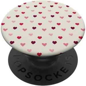 Cute Valentines Day Pink Red White Heart Pattern Lover Gift PopSockets PopGrip: Swappable Grip for Phones & Tablets(Standard)
