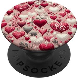 Festive Elegance gifts Enchanting Hearts Romantic Valentine’s Day Love PopSockets Standard PopGrip, Black, 260027(Adhesive PopGrip)