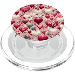Festive Elegance gifts Enchanting Hearts Romantic Valentine’s Day Love PopSockets Standard PopGrip, Black, 260027(Magnetic PopGrip)