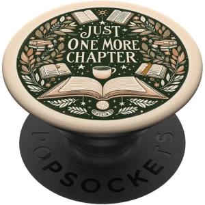 Just One More Chapter Bookish Book Reading Beige PopSockets Adhesive PopGrip(Adhesive PopGrip)