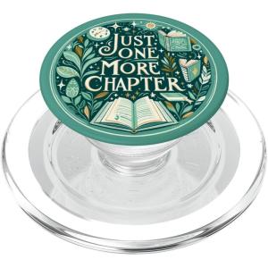 Just One More Chapter Bookish Reading Green Teal Book Lover PopSockets Adhesive PopGrip(Magnetic PopGrip)