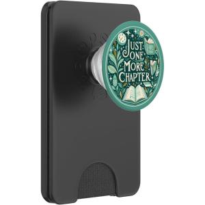 Just One More Chapter Bookish Reading Green Teal Book Lover PopSockets Adhesive PopGrip(Magnetic PopWallet)