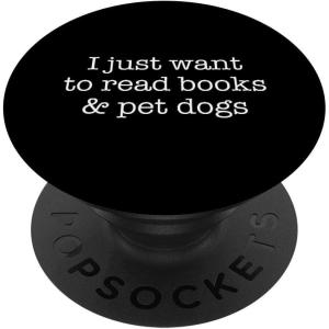Pet Animal Lover Gift Bookworm Dog Books Reading PopSockets Adhesive PopGrip(Adhesive PopGrip)