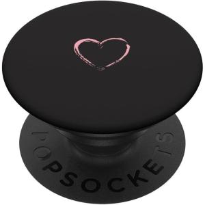 Pink Heart Black PopSockets Adhesive PopGrip(Adhesive PopGrip)
