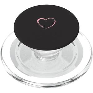 Pink Heart Black PopSockets Adhesive PopGrip(Magnetic PopGrip)