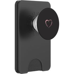 Pink Heart Black PopSockets Adhesive PopGrip(Magnetic PopWallet)