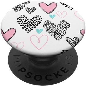 Pink Hearts Love Symbol Girl Cute Minimalistic PopSockets Swappable PopGrip(Standard)
