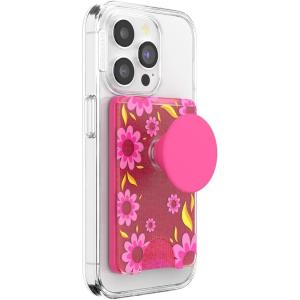 PopSockets Phone Wallet with Expanding Grip and Adapter Ring for MagSafe, Phone Card Holder, Wireless Charging Compatible, Wallet Compatible with MagSafe – Butterfly Pea Blue(Pink Relief)