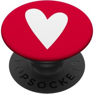 Red Heart Elegant Simple Love Valentines Day Pop Socket PopSockets PopGrip: Swappable Grip for Phones & Tablets PopSockets MagSafe PopGrip for iPhone(Standard)