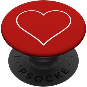 White Heart Outline Love Sign Red PopSockets Adhesive PopGrip(Adhesive PopGrip)
