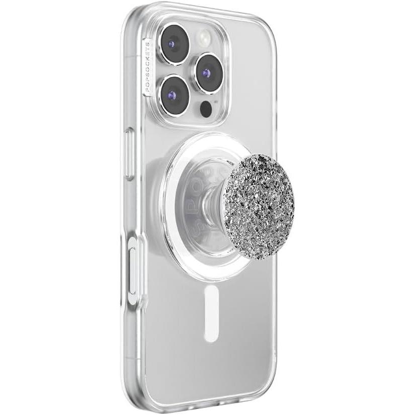 imagePopSockets Phone Grip for MagSafe Magnetic Holder Phone Stand Silver  Enamel AstroConfetti Foil Silver