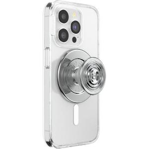 PopSockets Phone Grip for MagSafe, Magnetic Holder, Phone Stand, Silver – Enamel Astro(Ripple Chrome)