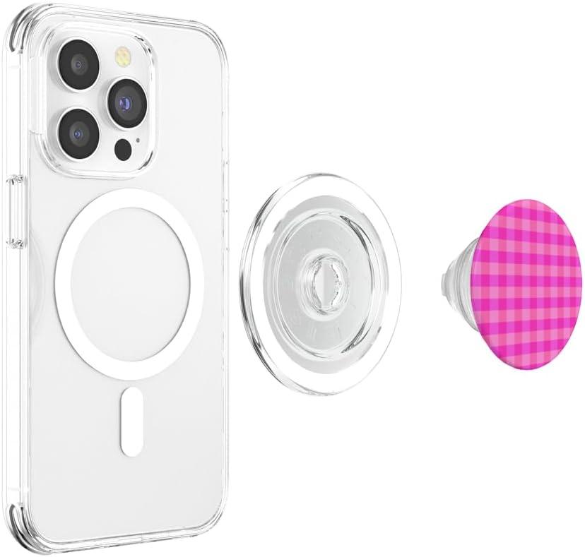 imagePopSockets Phone Grip Bright Pink Gingham PopSockets Adhesive PopGripMagnetic PopGrip