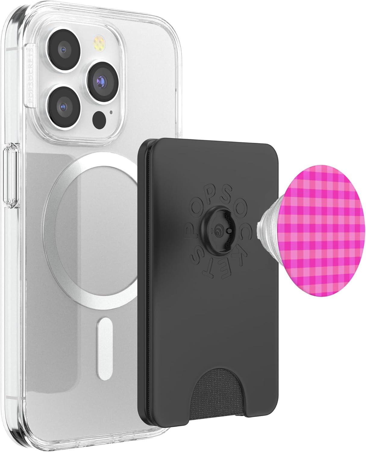 imagePopSockets Phone Grip Bright Pink Gingham PopSockets Adhesive PopGripMagnetic PopWallet