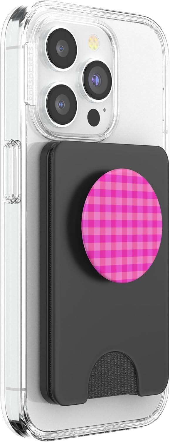 imagePopSockets Phone Grip Bright Pink Gingham PopSockets Adhesive PopGripMagnetic PopWallet