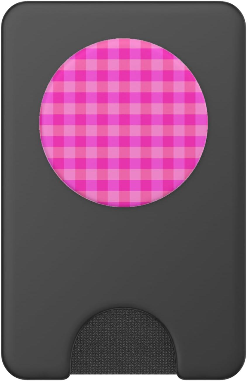 imagePopSockets Phone Grip Bright Pink Gingham PopSockets Adhesive PopGripMagnetic PopWallet