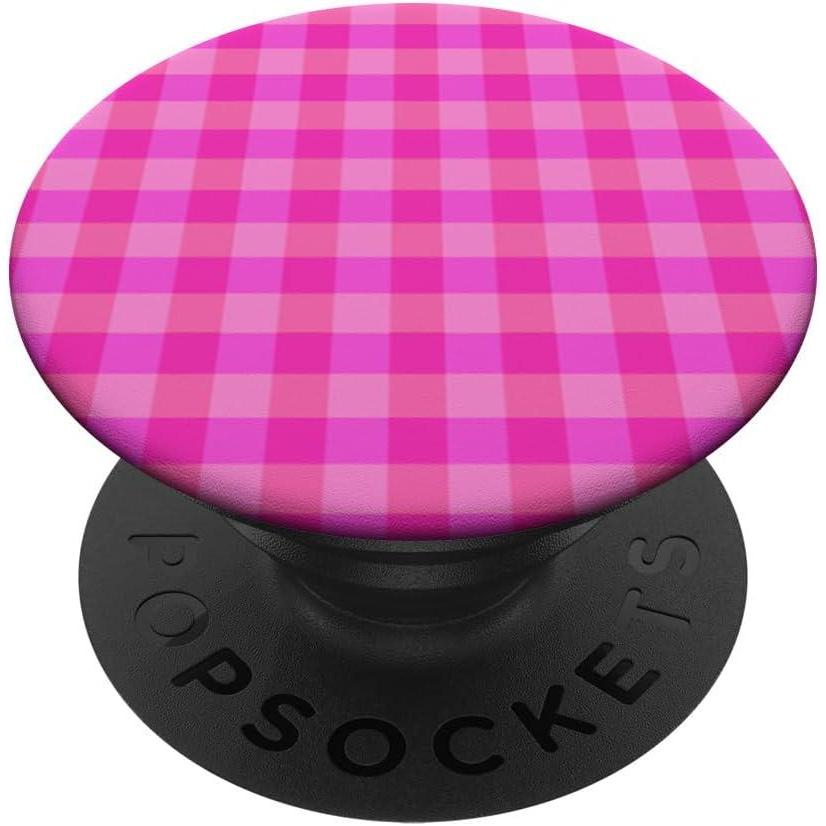 imagePopSockets Phone Grip  Bright Pink Gingham PopSockets Adhesive PopGripAdhesive PopGrip
